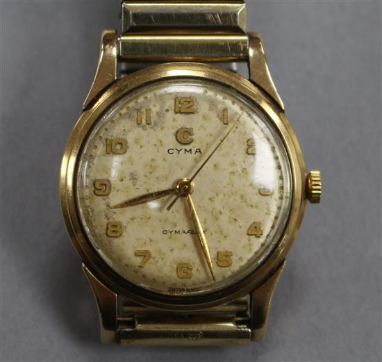 A gentlemans gold Cyma Cymaflex manual wind wrist watch,